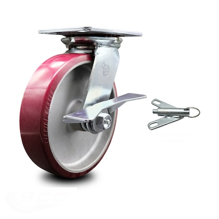 Service Caster 8 Inch Poly on Aluminum Caster with Ball Bearing and Brake/Swivel Lock SCC SCC-35S820-PAB-SLB-BSL